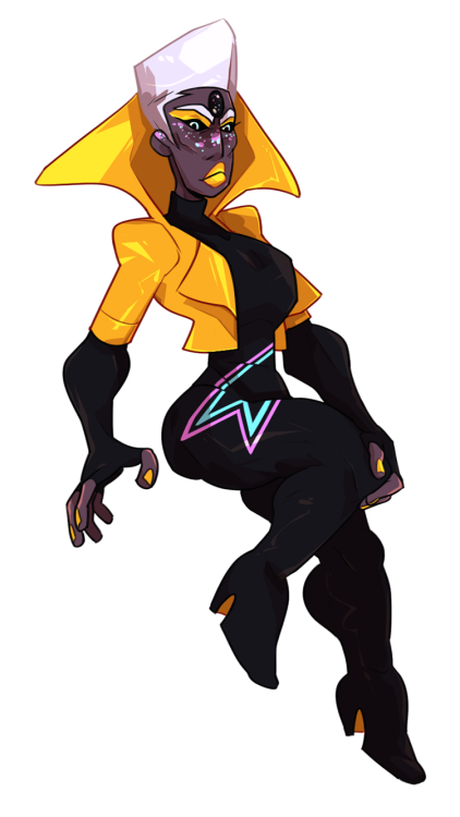 azzles:  drew @stenuniverse‘s gemsona peacock ore for a trade <3 and then fused them and my gem because sten and i briefly talked about it so i decided.. why not. they’re gold sheen obsidian 