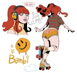 geezmarty:new ttrpg babygirl for a campaign set in the 70s! she’s an undead radio dj working for the shadow government 💀🌞