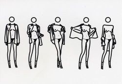 mdme-x:  Julian Opie Woman taking off a man’s shirt in five stages 2004  Screen Print  48 x 89 cm. ed. 80+1ap 