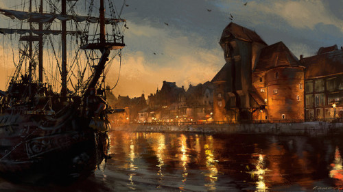 therealvagabird: Gdansk – by Darek Zabrocki “I’ll sail out in the dark of night, Dimly lit in the firelight, The starry see that’s promised me A chance to be one truly free, Or just a life in flight.” —Vagabird 