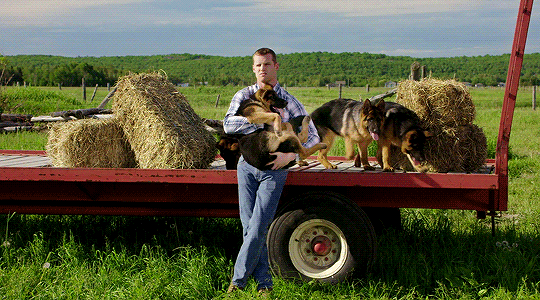 allsonargent:Wayne + holding dogs