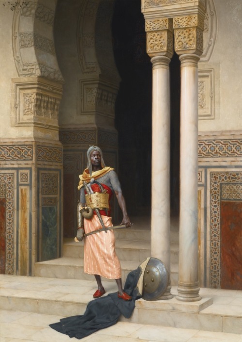 The Palace Guard.1893.Oil on panel.65 x 46.5 cm.Art by Ludwig Deutsch.(1855-1935).