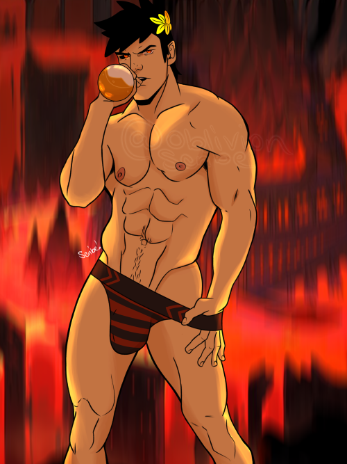 oblivionscribbles:We all love a good Bi-con! Zagreus won my monthly pinup poll over on Patreon! If you like what I do, please consider supporting me! (Background snagged from game)Patreon