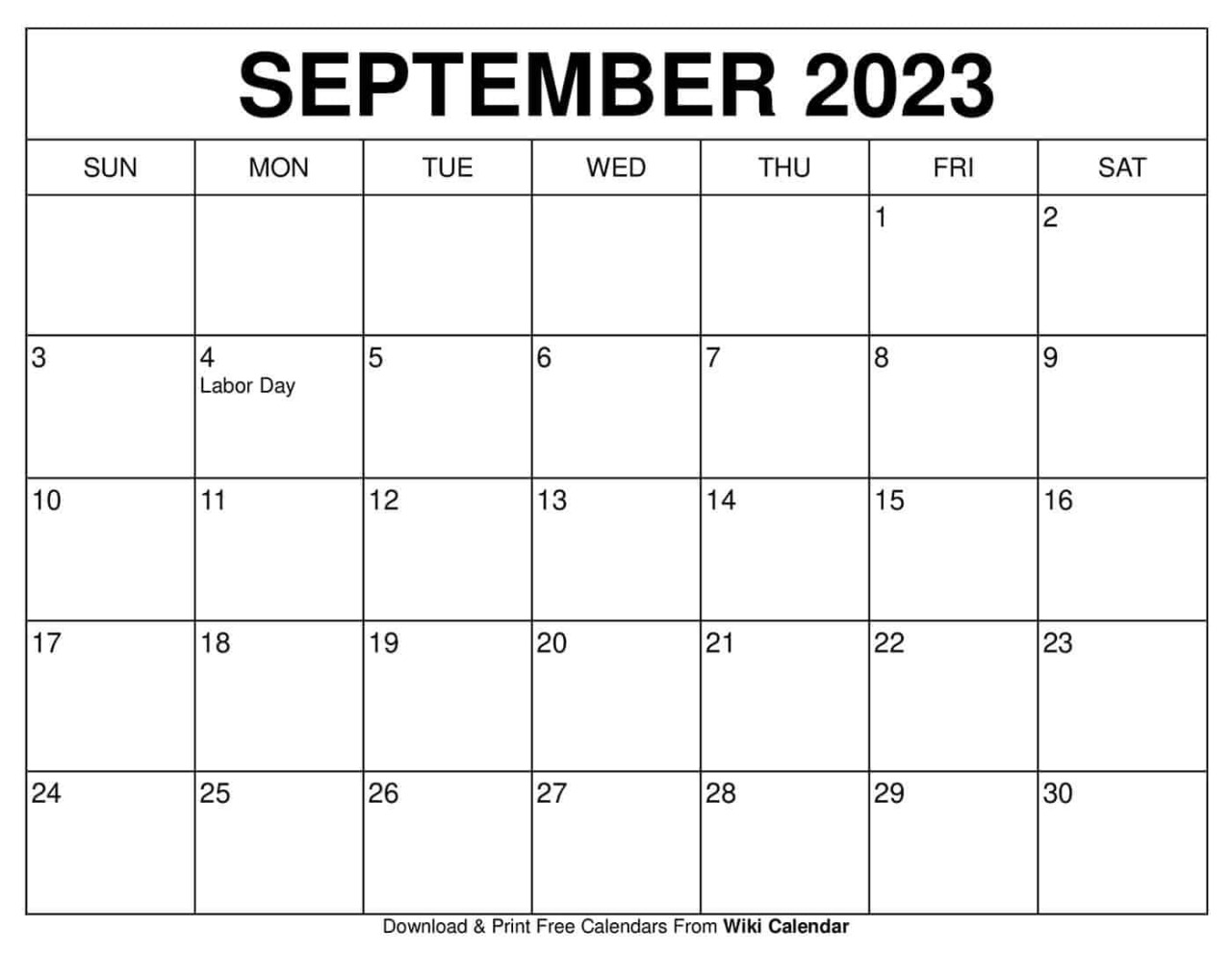 Wiki Calendar Free Printable September 2023 Calendar Templates 