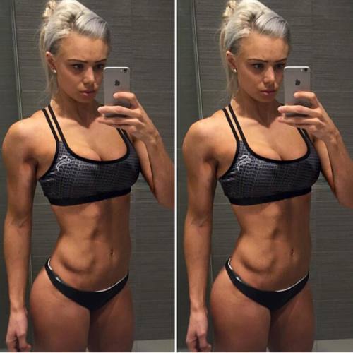 strongliftwear:  Repost of @laurensimpson 2 weeks out from @wbff_aust 😍💪🏼 Featured SLW Sport Bra available in a range of colours from  strongliftwear.com- Gym Wear for Lifters 🌏  