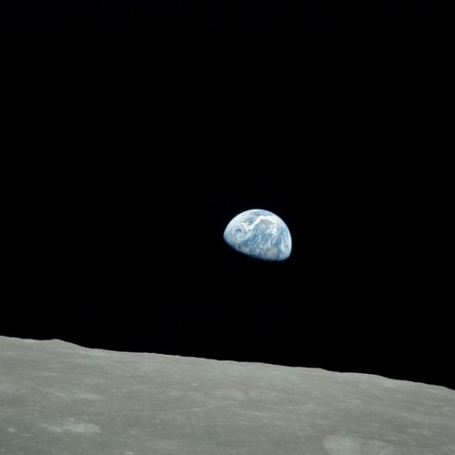 usnatarchives:Apollo 8 mission image of the Earth appearing beyond the Moon (“Earthrise”), December 
