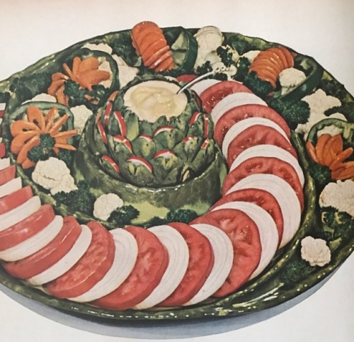 Relish spiral and artichoke bowl deck centerpiece tray Better Homes & Gardens Salad Book 1958