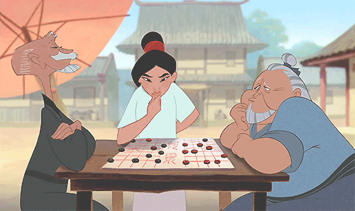 Mulan makes a smart move between two old friends playing chess