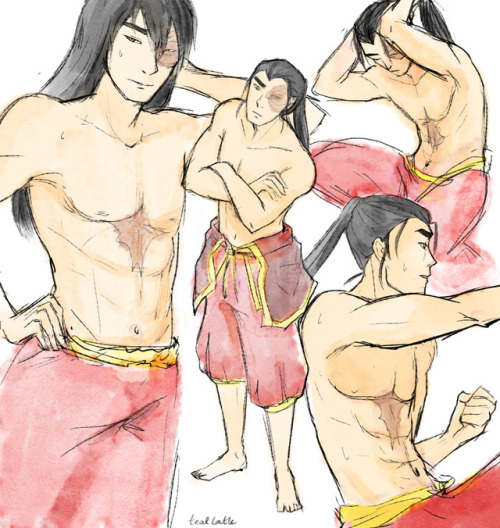 te-al-latte:In which Katara watches Zuko train even in marriage.  I tried to draw Katara differ