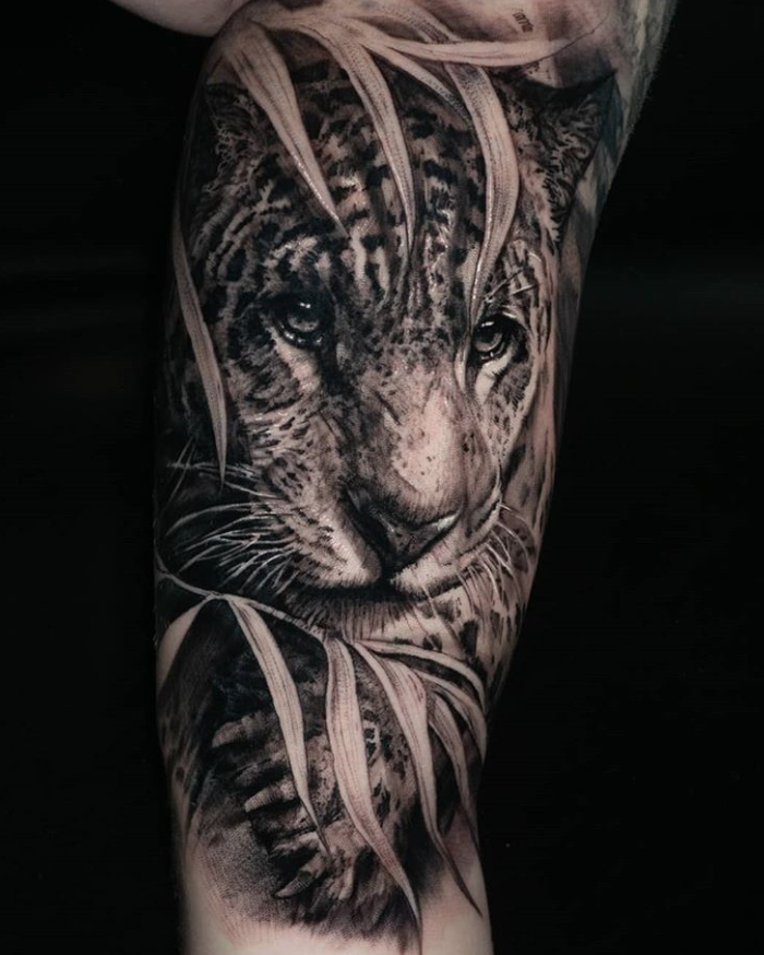 RemisTattoo   Leopard tattoo done by Remis Cizauskas   Cheyenne  Professional Tattoo Equipment H2Ocean Dermalize PRO SullenClothing Vietnam  Stencil Stuff Intenze Tattoo Ink TattGear  realistictattoo armtattoo  handtattoo realistictattoo 