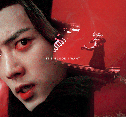 claudiablack:wine isn’t strong enough. it’s blood i want.[id: two gifs of wei wuxian fro