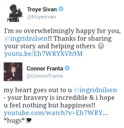 troyemyeverything:  Reactions to Ingrid Nilsen’s ‘Coming Out’ video.