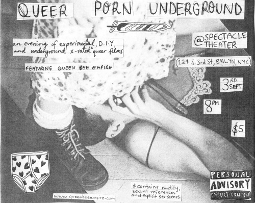 teeveedinner:  tour has started!!!!!!!!im joining my buddies underpass + kt spit on their tour (you can view dates here), along the way im having a few screenings of my x-rated queer film Queen Bee Empire.Tomorrow is Seattle, than there will be screenings