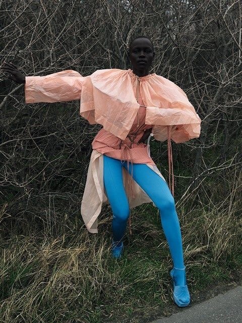 miss-mandy-m: Grace Bol in Jil Sander and Balenciaga tights photographed by Viviane Sassen for Dazed magazine, Spring/Summer 2017.