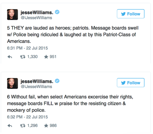 micdotcom:  Jesse Williams just destroyed the racist double standard of policing in America In 24 posts on Twitter, the actor argued the real problem was not the single case of Sandra Bland or the state trooper who arrested her, but the double standard