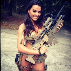 Sexy girl with guns