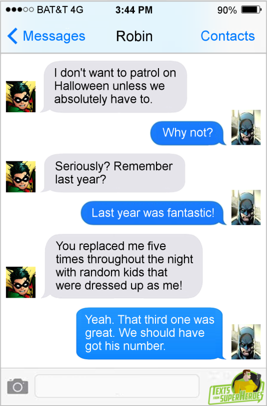 textsfromsuperheroes:  The Best of Halloween on Texts From Superheroes                                  The Joker Luthor one is my favorite.