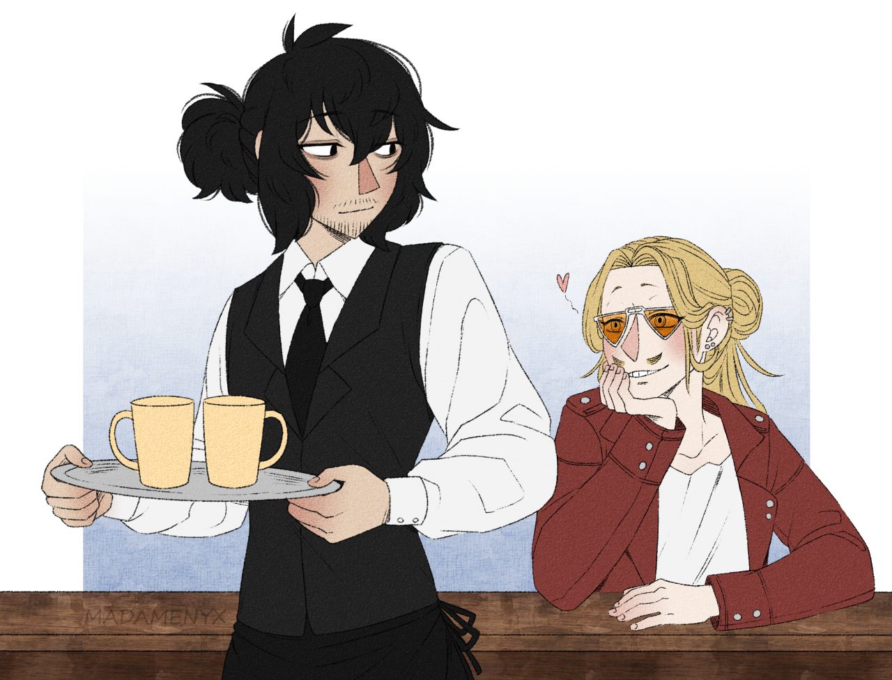 MadameNyx — My Hero Academia. EraserMic - Coffee Shop AU....