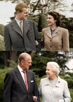 historicaltimes:  Prince Philip & Queen