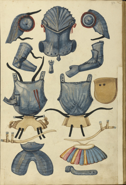 Tournament book, drawings of armor, 1560-1570. Augsburg, Germany. Via Getty Museum