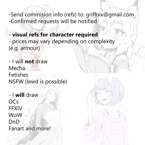 griffnix: Hi guys, my commissions are open for sketches / ink-sketches similar to the above pics! I 