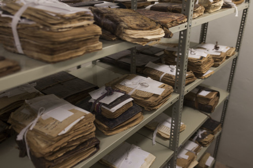 Manuscripts are seen at the Ahmed Baba Institute on August 12, 2013, in Timbuktu, Mali.&gt; 