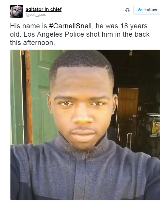 blackmattersus:  Another black teen was killed by the police on Saturday. His name