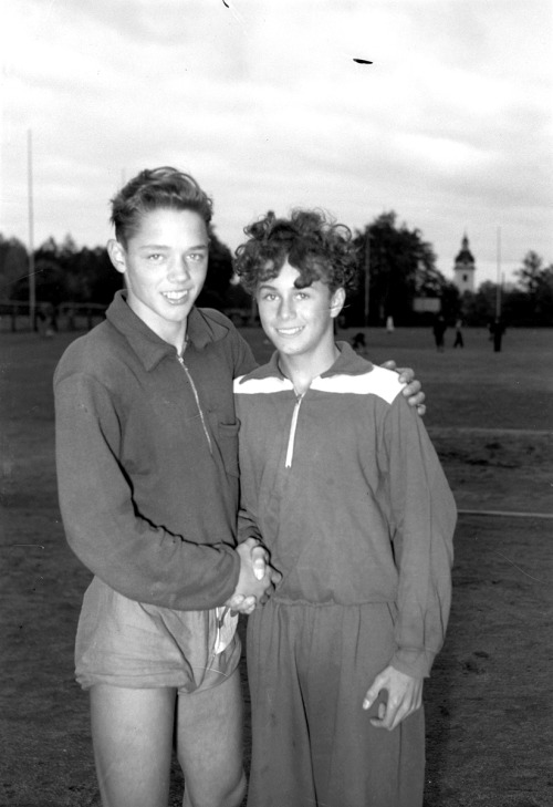 At a school athletics competition, 1952, Sweden.