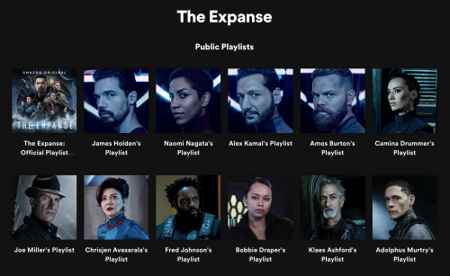 brentweichsel:jamesholden:The Expanse has released a bunch of playlists today, most of them characte
