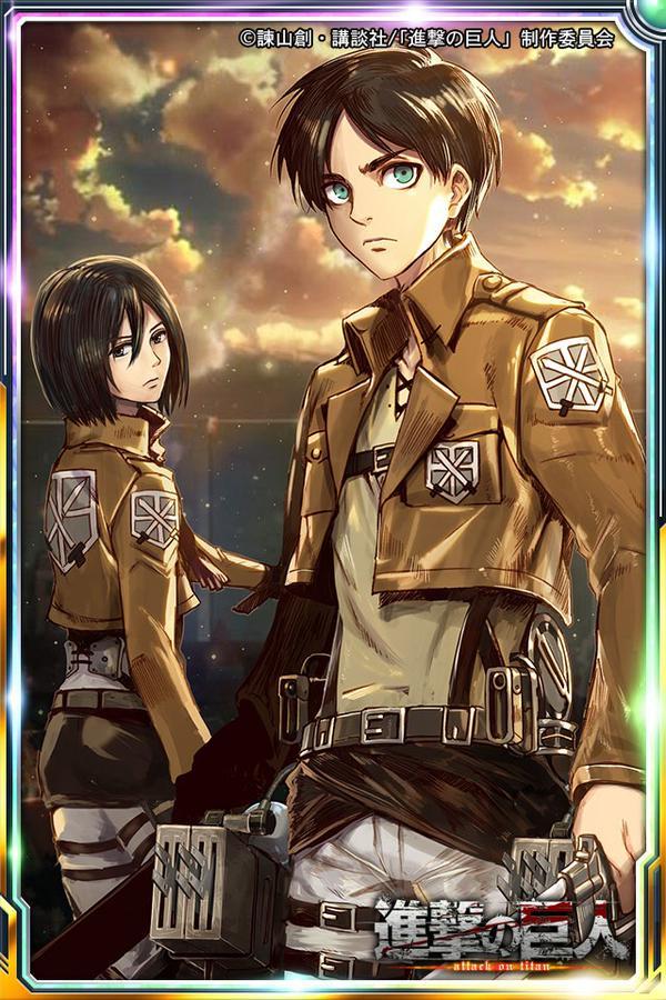 fuku-shuu:  More Eren &amp; Mikasa from the 2nd SnK x Million Chain event!ETA: Updated
