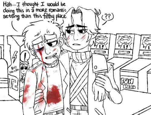 trashpandaballs:  Worst time to propose to your boyfriend: when both of you are being surrounded by zombies in an abandoned arcade and you’re dying.  O H