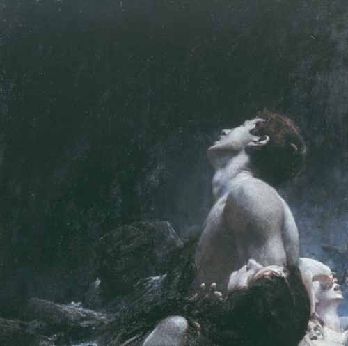 Detail from The Souls of Acheron by Adolf Hirémy-Hirschl, 1898