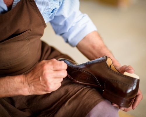 Another shot from my visit to saintcrispins earlier this year - staining the welt and sole stitching