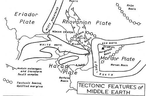 fiwen9430:scionofhyperborea:Geology of Middle Earth- top drawing done by Robert Reynolds, “Geology o