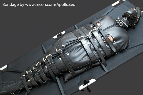 apollozed:  Leather sleepsack with extra belts, strapped down.  My happy place 😍😍👍