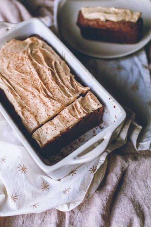 confectionerybliss:Chocolate Pound Cake with Peanut Butter Frosting | The Baking Bird 