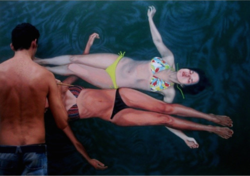 hahamagartconnect:  idea-ing:  Incredibly lifelike paintings of swimmersArtist: Gustavo Silva Nuñez  It’s hard to woo me with realism these days…but I’m going to acquiesce to this artist because this is amazing work. 