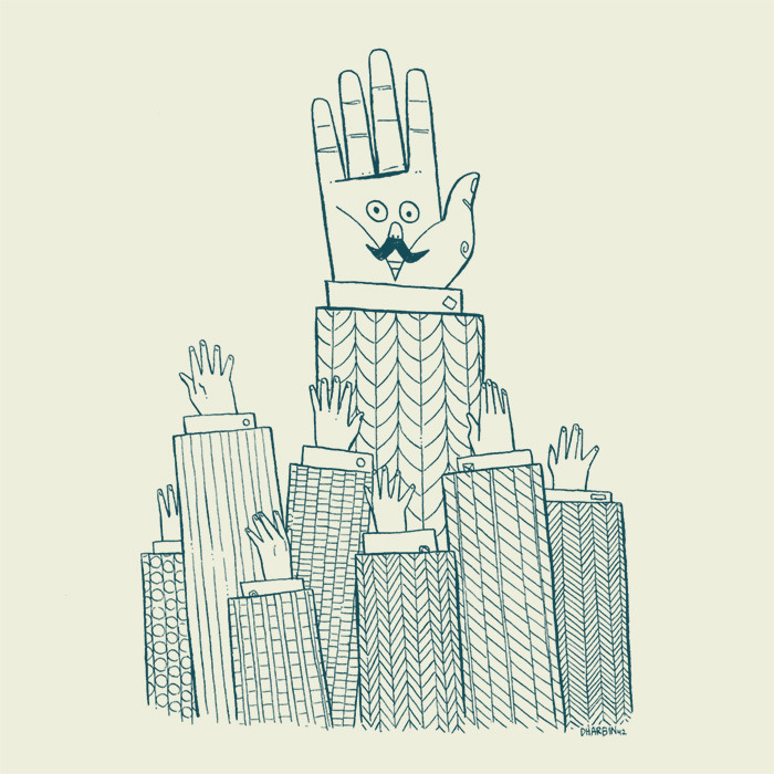 dharbin:  I’M HERE!!, a new shirt available in both dark and light ink colors in