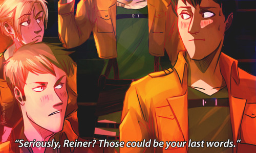 Yeah you guys if Reiner didn’t make a butt joke when Wall Maria fell, humanity would’ve never received that grim reminder. Thank his butt jokes. Also interviewer, this is like your third time, honestly please stop assuming things or you will