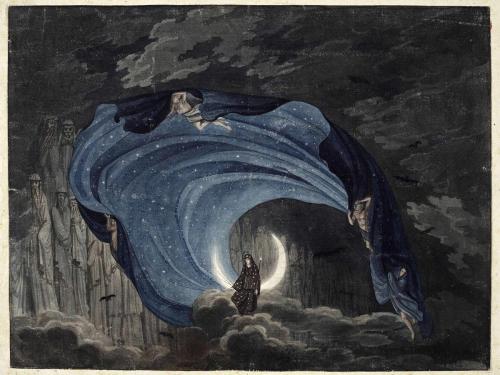 vizuart:Simon Quaglio, The Queen of the Night, 1818