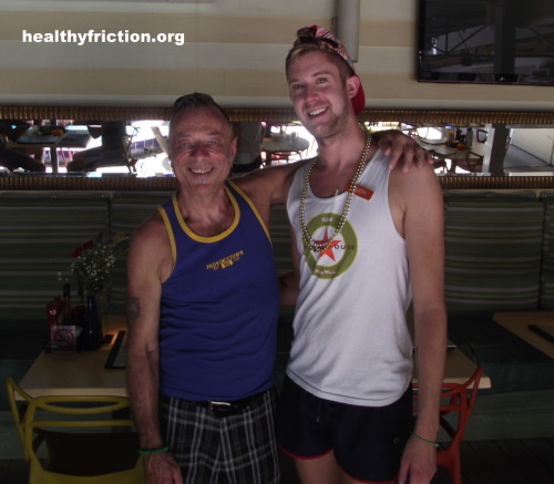 healthyfriction:  Chad James and Dustin, who is one of the handsome waiters at the Island House Bar 