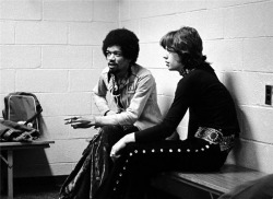 dampsoup:  Jimi Hendrix and Mick Jagger,