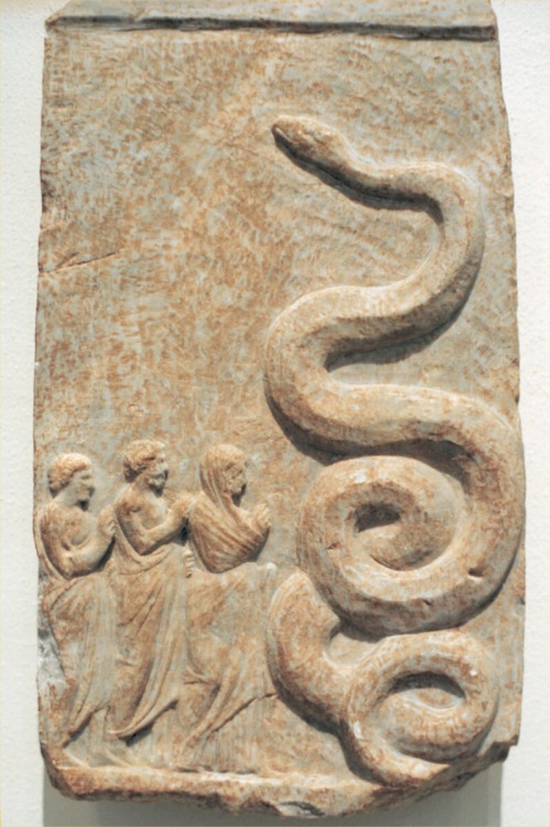 Zeús Meilíkhios, depicted as a snake, a common form of household cult of Zeus