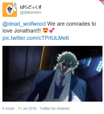 dead-wolfwood:  a japanese twitter is friends with me and they really love jonathan