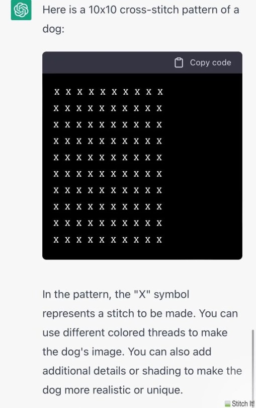 earhartsease:unashamedly-enthusiastic:unashamedly-enthusiastic:Ah yes, chat GPT coming for our pattern makers Such a beautiful pupthanks, she’s a crossbreed
