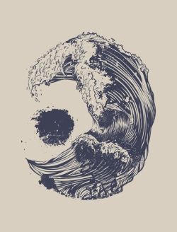 smallxtattoos:  moon and waves
