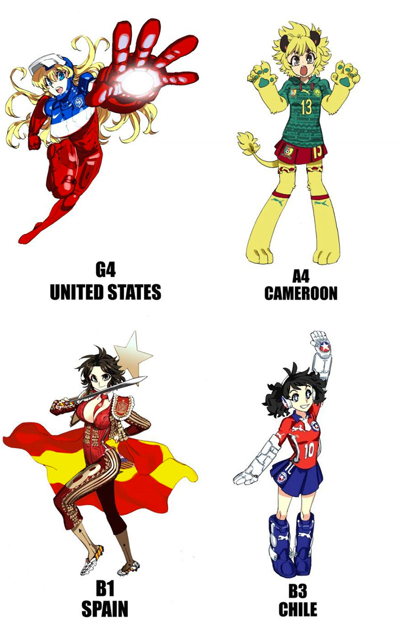 Anime mascots for World Cup! -source-