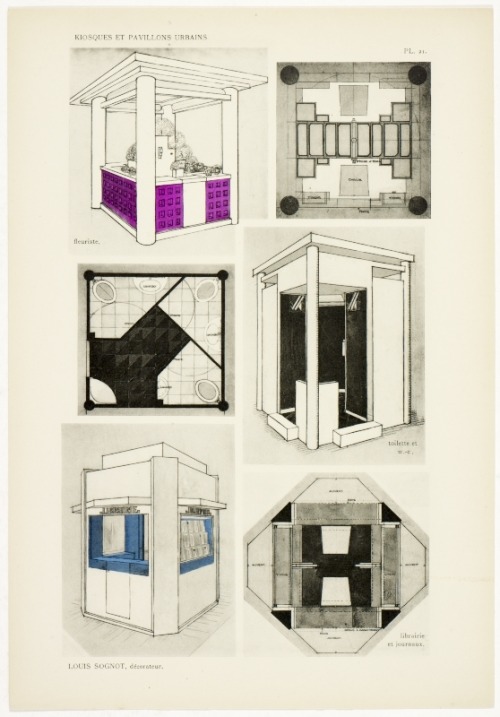 J. Mayor, Urban kiosks and pavilions, 1925. L’exposition internationale des arts decoratifs mo