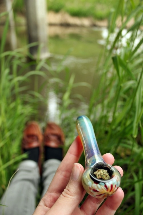 smokingweed:  Smoked bowls under the bridge today. The river is the best <3 So relaxing. (: 