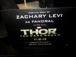 shmoopty6:  Thor: The Dark World display at Arclight Sherman Oaks, CA  feat. costumes worn by Tom Hiddleston, Zachary Levi, and Jaimie Alexander  